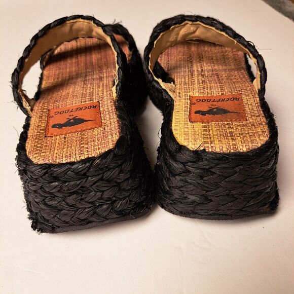 Rocket Dog Chunky Platform ESPADRILLES WOMENS SIZE 6 Black 90s Y2K party beach - Picture 8 of 11